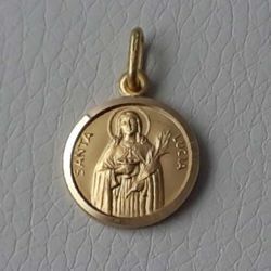 Immagine di Santa Lucia Medaglia Sacra Pendente tonda Conio gr 2,6 Oro giallo 18kt Unisex Donna Uomo 