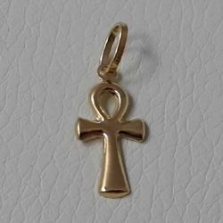 Picture of Cross of Life Ankh Crux Ansata Pendant gr 0,55 Yellow Gold 18k relief printed plate Unisex Woman Man 