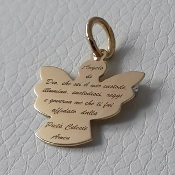 Picture of Guardian Angel with engraved prayer Angelo di Dio Pendant gr 1,4 Yellow Gold 18k for Children (Boys and Girls)