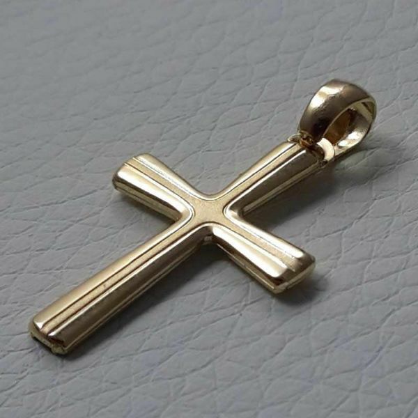 Picture of Double Modern Cross Pendant gr 1,45 Yellow Gold 18k Hollow Tube Unisex Woman Man 