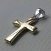 Picture of Decorated Double Cross Pendant gr 1,2 Bicolour yellow white Gold 18k Hollow Tube Unisex Woman Man 