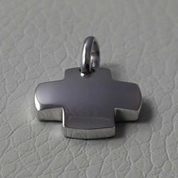 Picture of Smooth square Cross Pendant gr 2,4 White solid Gold 18k Unisex Woman Man 