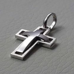 Picture of Double arch Cross Pendant gr 3 White solid Gold 18k for Man