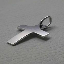 Picture of Smooth convex Cross Pendant gr 1,6 White Gold 18k relief printed plate Unisex Woman Man 