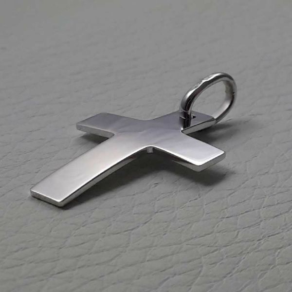Picture of Smooth convex Cross Pendant gr 1,8 Solid White Gold 18k Unisex Woman Man 