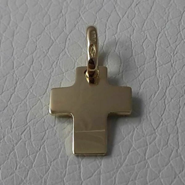 Picture of Smooth Cross Pendant gr 1 Yellow Gold 18k relief printed plate Unisex Woman Man 