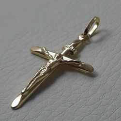 Picture of Cross with Body of Christ and INRI Pendant gr 1,05 Yellow Gold 18k Hollow Tube Unisex Woman Man 