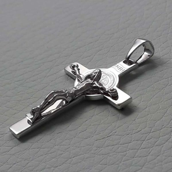 Picture of St Benedict Medal Crucifix White Gold 18 kt gr.2,90 Unisex Woman Man 