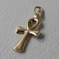 Picture of Cross of Life Ankh Crux Ansata Pendant gr 0,75 Yellow Gold 18k relief printed plate Unisex Woman Man 