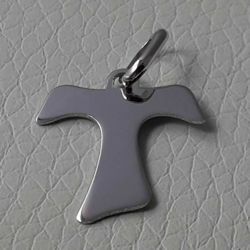 Picture of Saint Francis Tau Cross Pendant gr 0,7 White Gold 18k relief printed plate Unisex Woman Man 