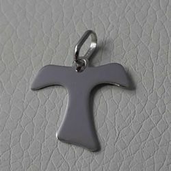 Picture of Saint Francis Tau Cross Pendant gr 1 White Gold 18k relief printed plate Unisex Woman Man 
