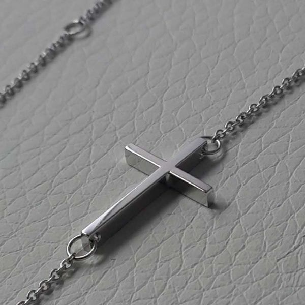 Picture of Fashion crew-neck Necklace with Straight Cross gr 2 White Gold 18k for Woman 