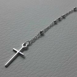 Picture of Long Rosary crew-neck Necklace with Miraculous Medal of Our Lady of Graces and Cross gr 6,2 White Gold 18k with Diamond Spheres for Woman 