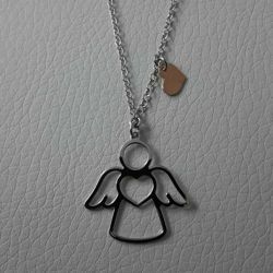 Imagen de Collar Plata de ley 925 Ángel con Corazón gr.2,60 para Mujer y Niña