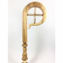 Picture of Crosier Pastoral Staff cm 184 (72,4 inch) big Cross  in Olive Wood of Assisi