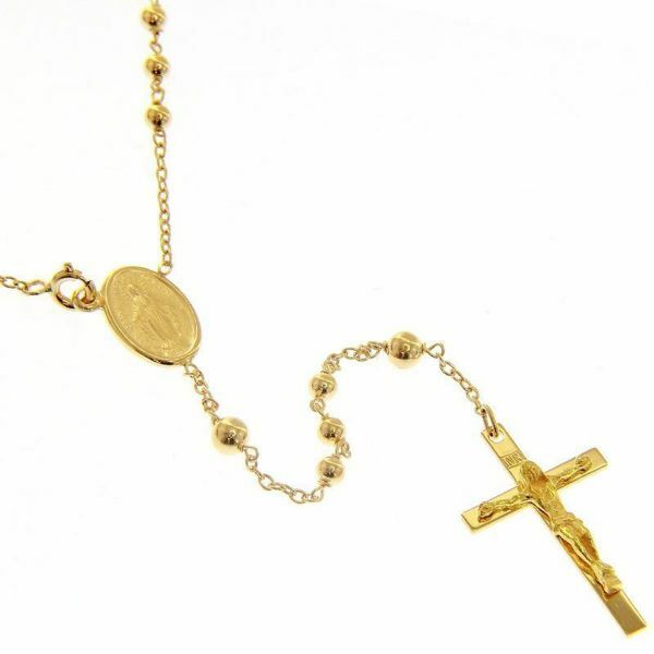 Imagen de Collar Rosario Oro amarillo 18k Medalla Milagrosa y Crucifijo gr.13,00 para Mujer