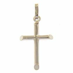 Picture of Simple Straight Cross Pendant gr 1,2 White Gold 18k Hollow Tube Unisex Woman Man 