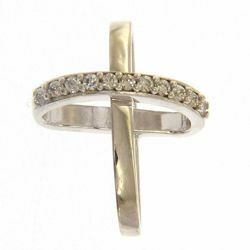 Immagine di Croce con bracci ad anello e punti luce Ciondolo Pendente gr 1,15 Oro bianco 18kt con Zirconi da Donna 