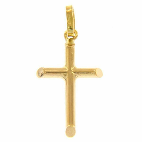 Picture of Simple Straight Cross Pendant gr 1,2 Yellow Gold 18k Hollow Tube Unisex Woman Man 