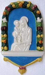 Immagine di Madonna con Bambino Pala da Muro cm 25 (9,8 in) Bassorilievo Ceramica Robbiana