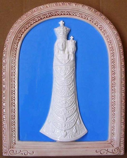Imagen de Nuestra Señora de Loreto Retablo de pared cm 39x31 (15,4x12,2 in) Bajorrelieve Cerámica vidriada