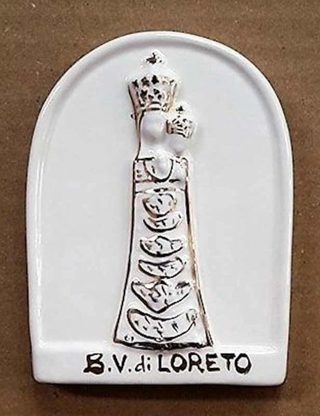 Immagine di Madonna di Loreto Pala da Muro cm 11 (4,3 in) Bassorilievo Ceramica Robbiana