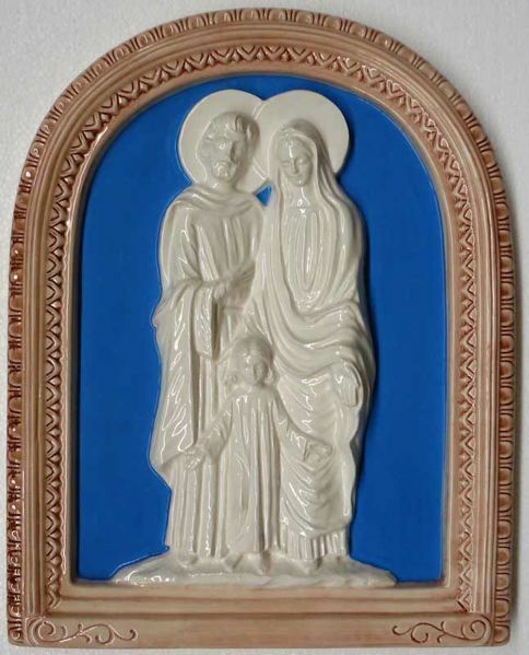 Immagine di Sacra Famiglia Pala da Muro cm 39x31 (15,4x12,2 in) Bassorilievo Ceramica Robbiana