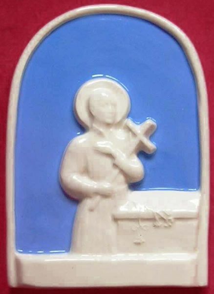 Imagen de San Gerardo Retablo de pared 10 cm cerámica Luca della Robbia