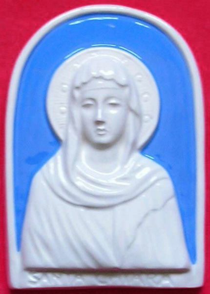 Immagine di Santa Chiara Pala da muro 11 cm ceramica Della Robbia