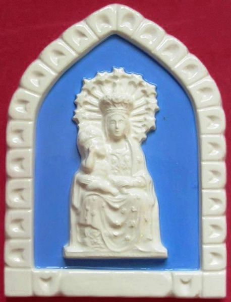 Immagine di Madonna dell’ Ambro Formella da Muro cm 19x13 (7,5x5,1 in) Bassorilievo Ceramica Robbiana