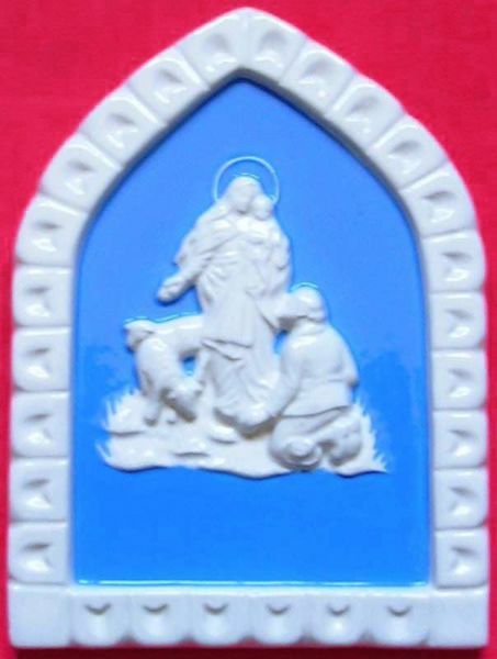 Immagine di Madonna della Guardia Formella da Muro cm 19x13 (7,5x5,1 in) Bassorilievo Ceramica Robbiana