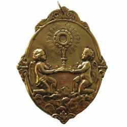 Picture of Angels with Monstrans - Gold or silver plated Blessed Sacrament Confraternity Medal (AMC406)