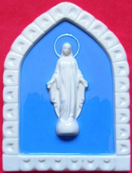 Immagine di Madonna Miracolosa Formella da muro 19x13 cm ceramica Robbiana