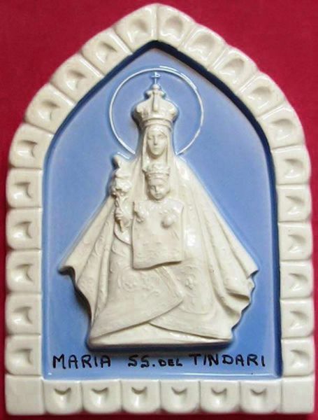 Immagine di Maria Santissima di Tindari Formella da muro 19x13 cm ceramica Robbiana