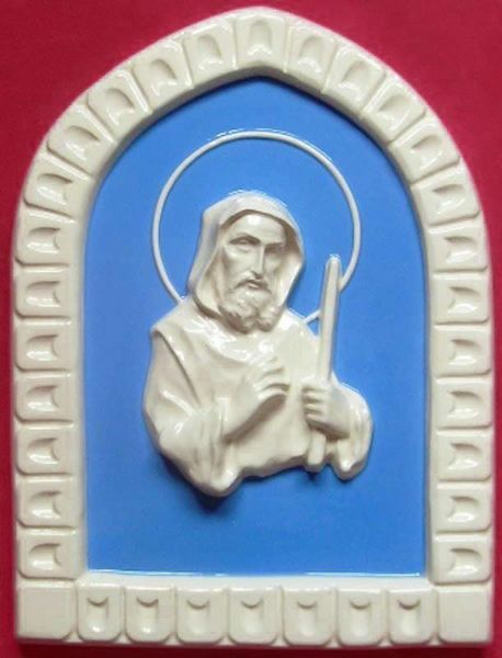 Picture of St. Francis of Paola Wall Panel cm 25 (9,8 in) Bas relief Glazed Ceramic Della Robbia