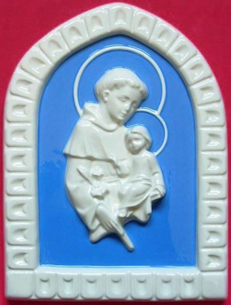 Imagen de San Antonio de Padua Panel de pared 25 cm cerámica Luca della Robbia
