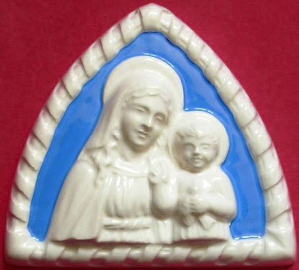 Immagine di Madonna Lunetta da Muro cm 11 (4,3 in) Bassorilievo Ceramica Robbiana