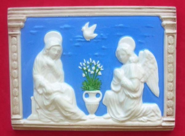 Immagine di Annunciazione Bassorilievo da parete 20x15 cm ceramica Della Robbia