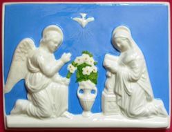 Picture of Annunciation Wall Panel cm 20x15 (7,9x5,9 in) Bas relief Glazed Ceramic Della Robbia
