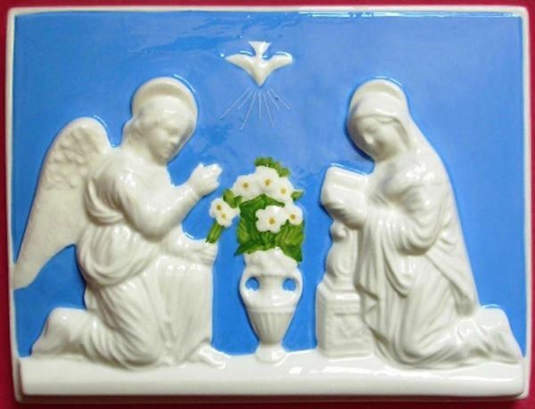 Picture of Annunciation 20x15 cm (7,9x5,9 inch) Della Robbia ceramic Bas-relief