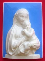 Immagine di Madonna con Bambino Quadro da Muro cm 30x21 (11,8x8,3 in) Bassorilievo Ceramica Robbiana