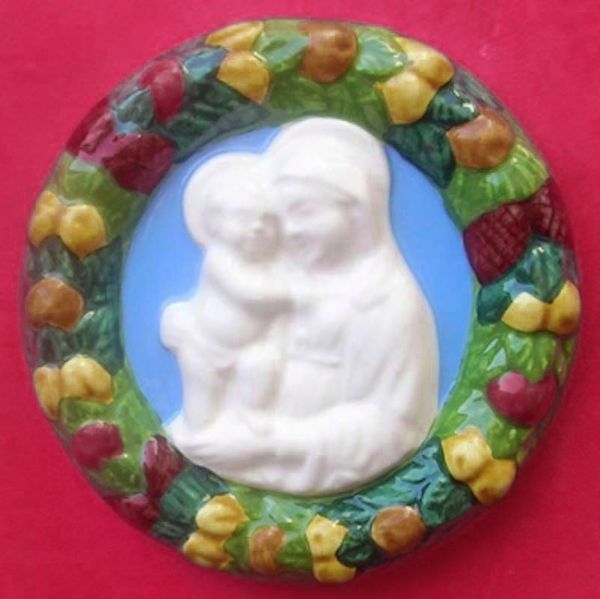 Immagine di Madonna con Bambino Tondo da muro 11 cm ceramica Luca della Robbia