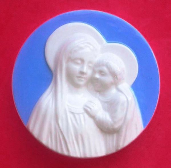 Imagen de Virgen con Niño Tondo de pared 11 cm cerámica vidriada Deruta