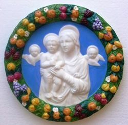 Picture of Madonna and Child with Angels Wall Tondo diam. cm 25 (9,8 in) Bas relief Glazed Ceramic Della Robbia