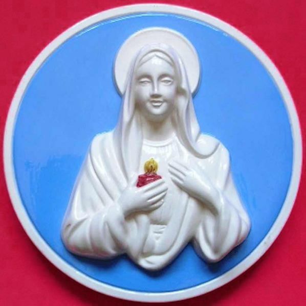 Immagine di Madonna delle Lacrime Tondo da Muro diam. cm 20 (7,9 in) Bassorilievo Maiolica Robbiana