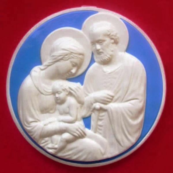 Imagen de Sagrada Familia Tondo de pared 28 cm cerámica Luca della Robbia