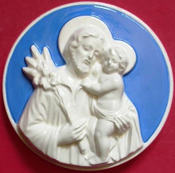 Picture of Saint Joseph 15 cm (5,9 inch) Deruta glazed ceramic wall tondo