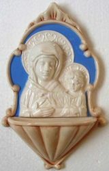 Picture of Our Lady of S. Luca Holy Water Stoup cm 20 (7,9 in) Bas relief Glazed Ceramic Della Robbia