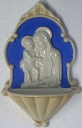 Picture of Madonna and Child Holy Water Stoup cm 20 (7,9 in) Bas relief Glazed Ceramic Della Robbia