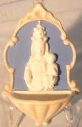 Picture of Our Lady of Oropa Holy Water Stoup cm 20 (7,9 in) Bas relief Glazed Ceramic Della Robbia